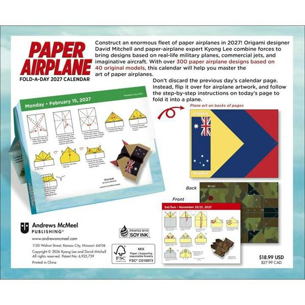 Andrews McMeel Publishing Paper Airplane Desk Calendar 2027, Desk Calendars, Day To View, Art, Gift
