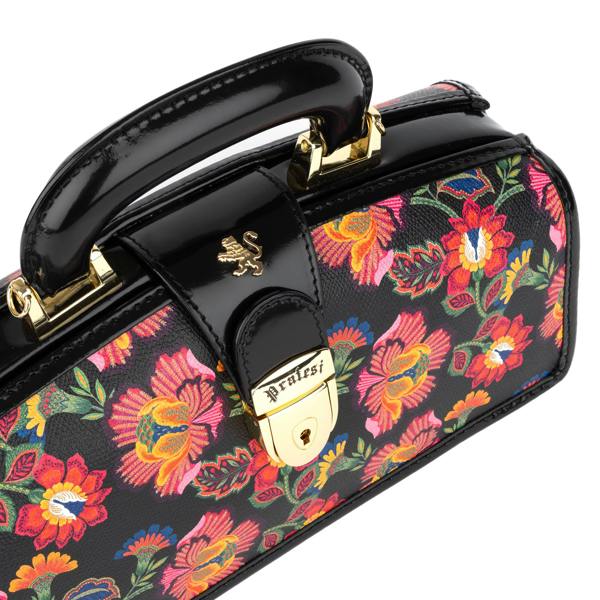 Embassy London Gazelle - Red Flowers - Women’s patent leather top handle & crossbody bag