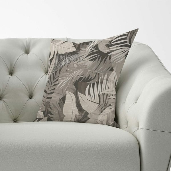 Warren Reed Grey Brown Tropical Leaves Cushions