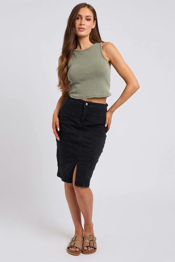 Urban Bliss Black Aqua Yoke Seamed Skirt