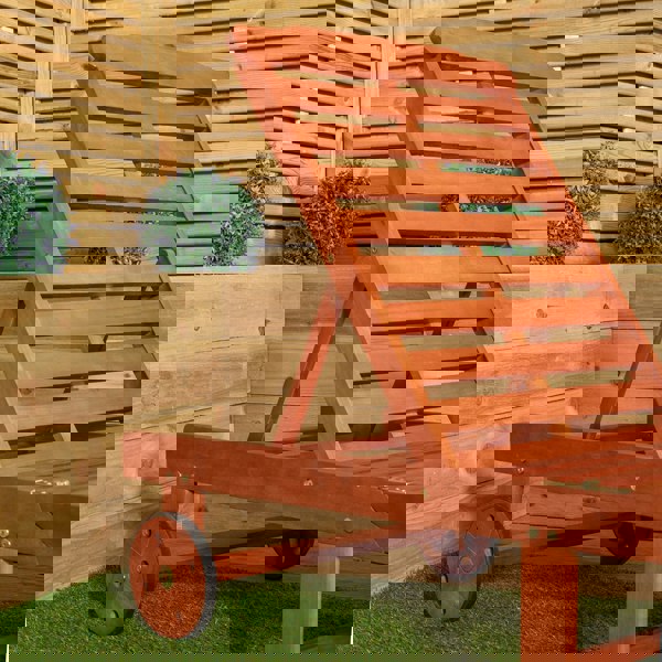 Samuel Alexander 1.9m x 0.6m Outdoor Wooden Adjustable Foldable Sunlounger with Wheels