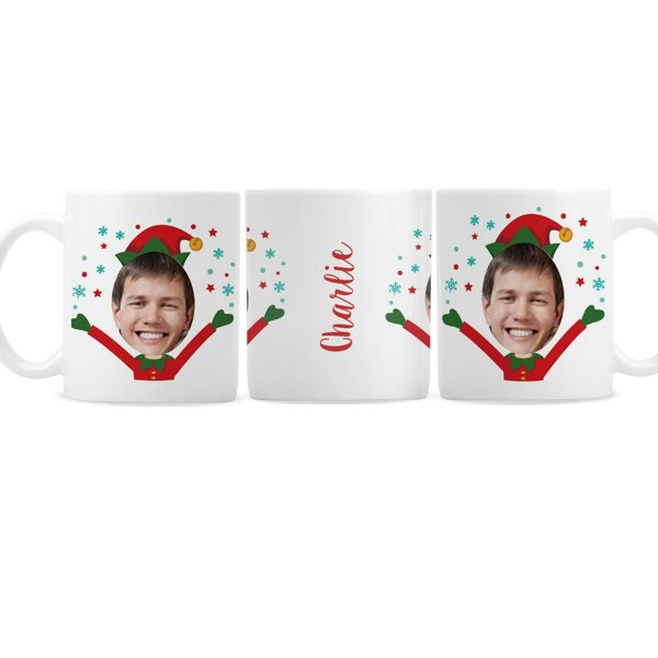 Personalised Memento Company Personalised Photo Upload Christmas Elf Mug