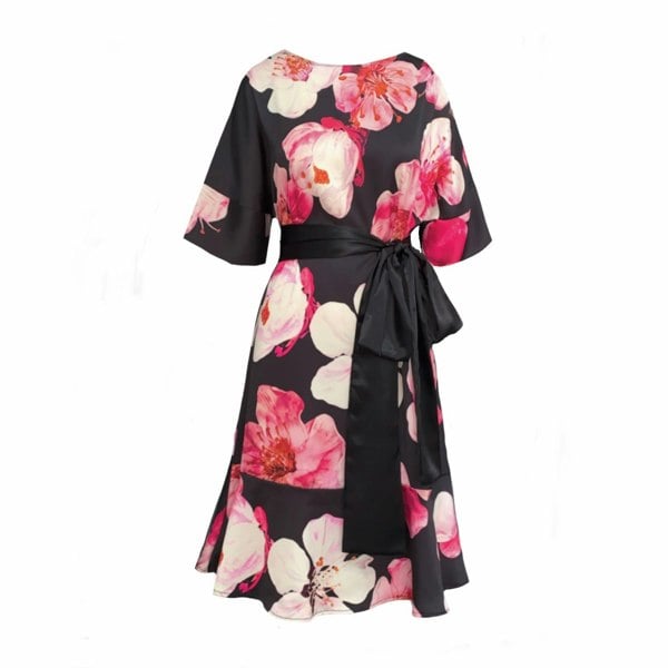 Frock Tales Middlemist Dress - Black And Pink Print