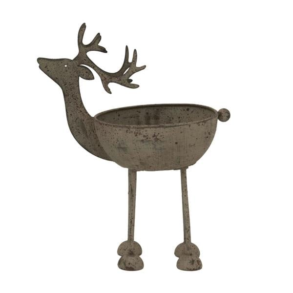 Hill Interiors Metal Reindeer Bowl - White - 