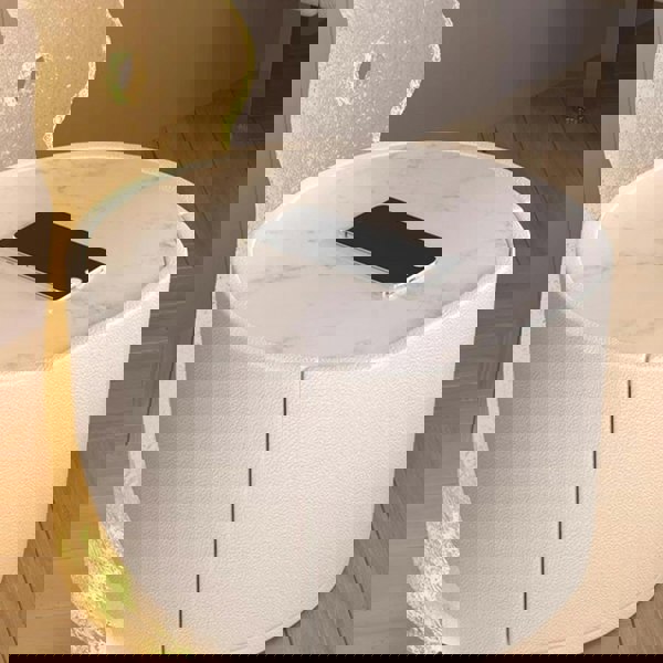 Rit Concept Hutton Round Bedside Table With Storage & Light Strip