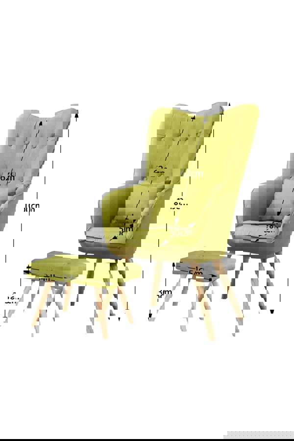 Living and Home Leisure Armchair with Cushion and Footstool