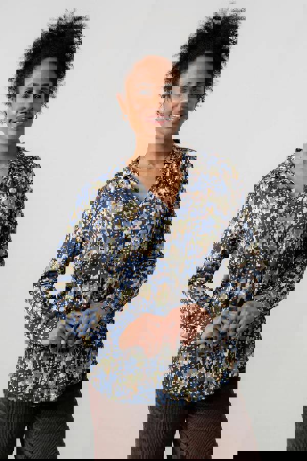 Lily & Me Beech Geometric Print Shirt Navy