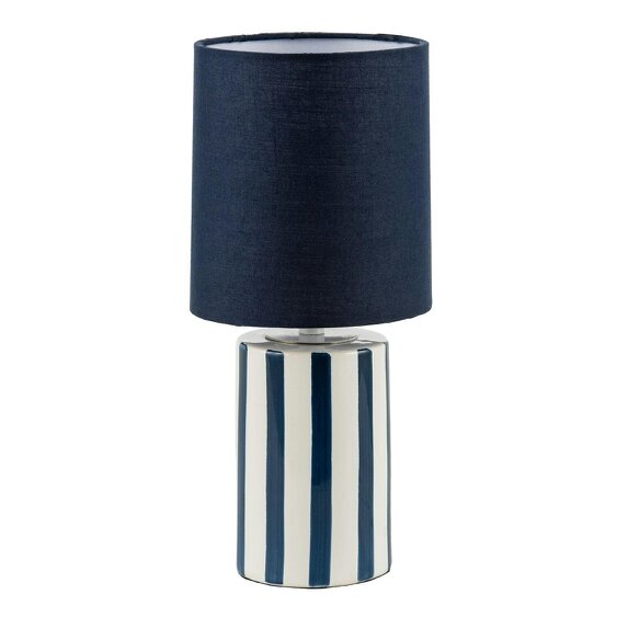 Happy Homewares Navy Blue and White Striped Ceramic Coastal Modern Designed Table Lamp