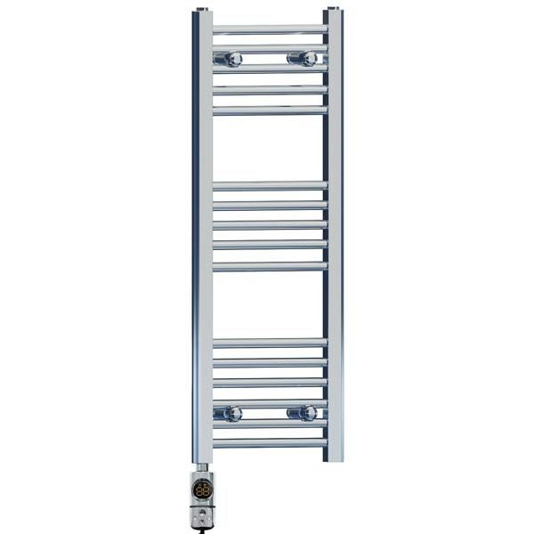 MYHOMEWARE 400 x 900 mm Chrome Electric Bathroom Towel Rail Radiator Heater With AF Thermostatic Electric Element Pre-Filled
