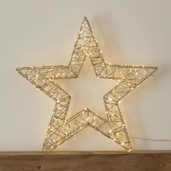 Samuel Alexander 50cm Gold Light Up Christmas Star with 240 Warm White LEDs & Timer