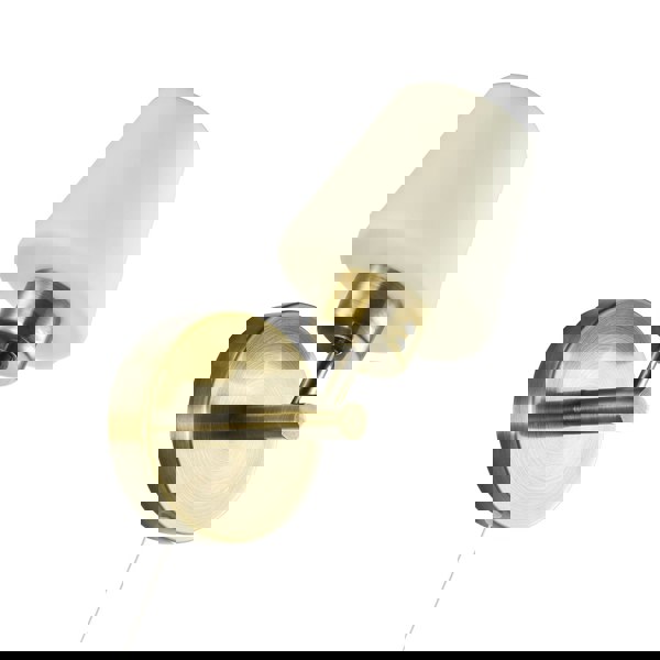 Modern Antique Brass and Opal Glass IP44 Rated Bathroom Wall Lighting Fixture Image 4