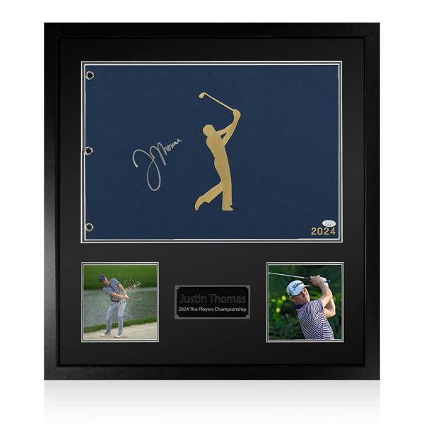 Justin Thomas Signed The Players Tournament Pin Flag Elite Frame (JSA)