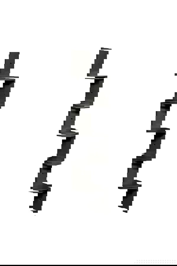 Living and Home 5-Tier Wooden Zigzag Floating Corner Shelves Black Bookshelf