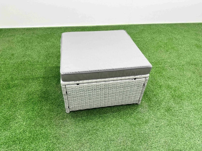 Fimous 5 Seater Outdoor Love Sofa Set Rattan Garden Furniture Set with Adjustable Lifting Dining or Coffee Table Big Footstool Light Grey