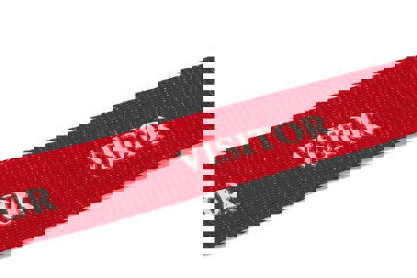 Durable Soft Textile VISITOR Neck Lanyards with Clip & Breakaway | 10 Pack | Red