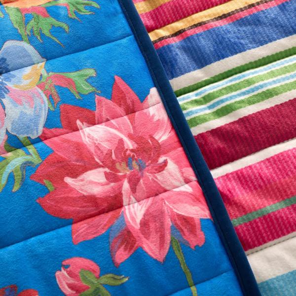 Sophie Robinson Darling Floral Reversible Stripe Bedspread Bright