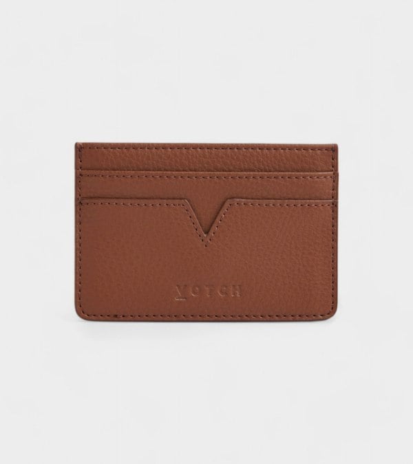 Votch Sol Vegan Bio-Based Bamboo leather card holder in brown