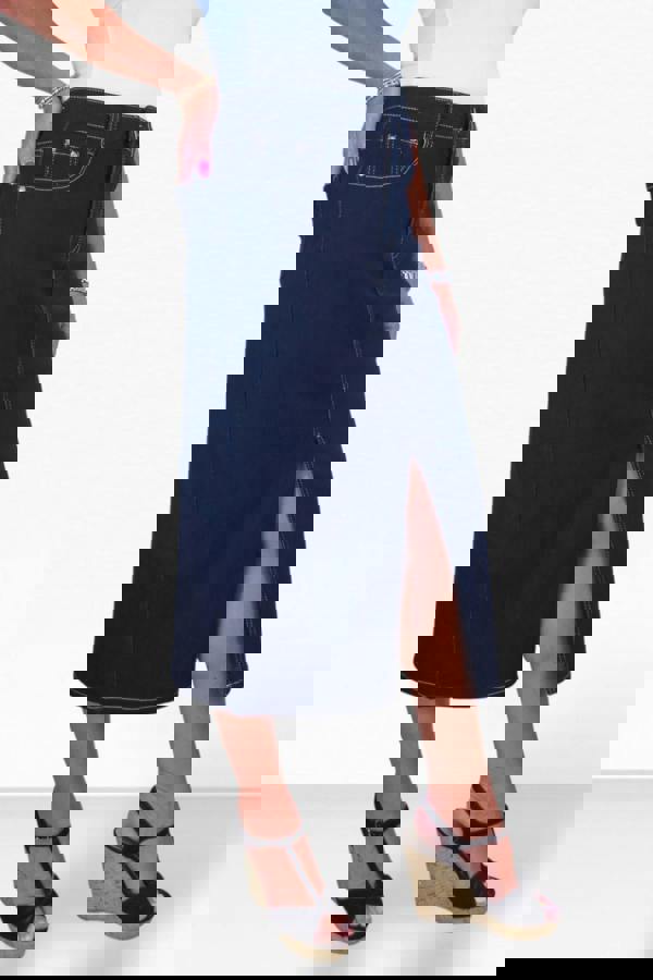 Paulo Due Women's Straight Midaxi Denim Skirt with Front Split