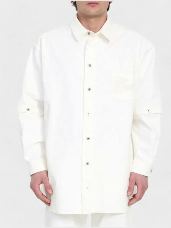 Off - White 90's Logo Denim Button Overshirt White - Supplied FashionOff - White