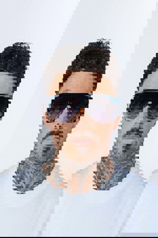 SVNX Oversized Rounded Sunglasses Blue Black