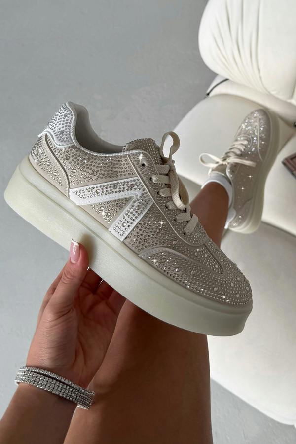 Crystal Icon Trainers Limited Edition Nude featuring platform sole fashion trainers