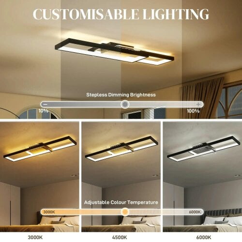 Bobobiy LED Ceiling Light, Flush Mount Ceiling Lamp with 3000-6000K Colour Temperatures, Black
