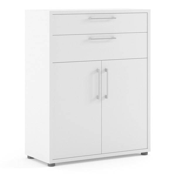 Furniture To Go Prima Bookcase 1 Shelf With 2 Drawers 2 Doors In White