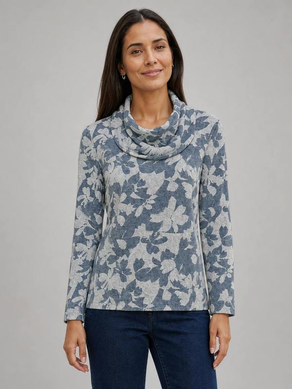 TIGI Patchwork Floral Cowl-neck