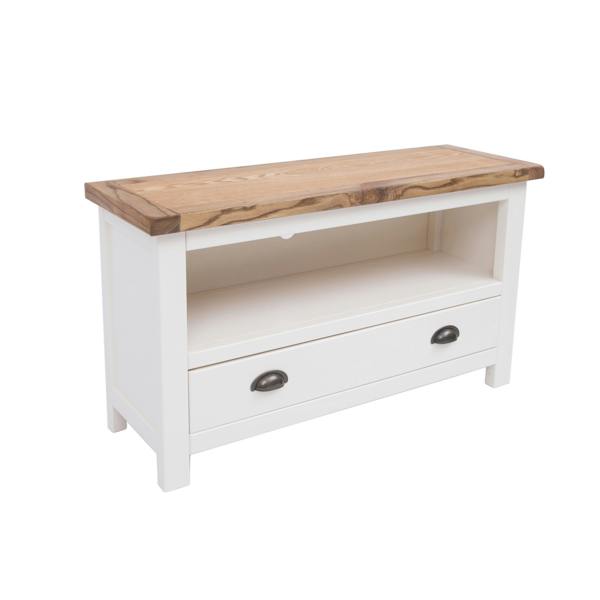 Cabinet Bits Lovere Off White 1 Drawer TV Cabinet Brass Cup Handle