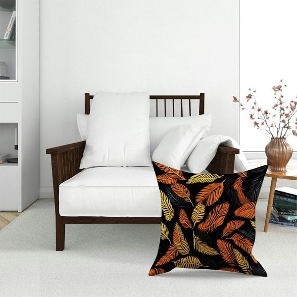 Warren Reed Orange Feather Leaves Floor Cushion