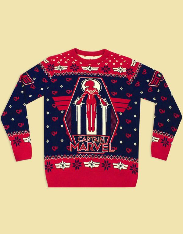 Marvel Womens Black Captain Marvel Christmas Jumper