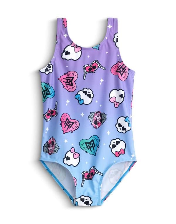 Vanilla Underground Monster High Girls Purple Gradient Sticker 1 Piece Swimming Costume