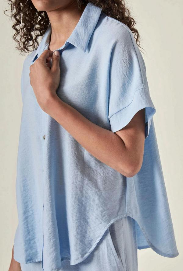James Lakeland Relaxed Short Sleeve Blouse – Powder Blue