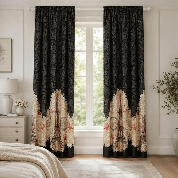 Smart Living Oooh La La Curtain - Black - 66"x72"