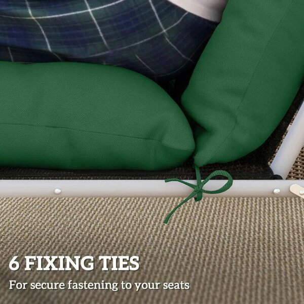 Set of Two 190 x 56cm Sun Lounger Cushions - Green