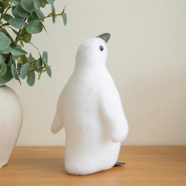 Samuel Alexander 26cm Freestanding Flocked Christmas Penguin Decoration