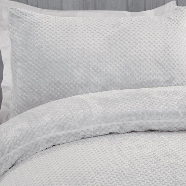 Smart Living Waffle Fleece Duvet Cover With Pillowcases - Silver