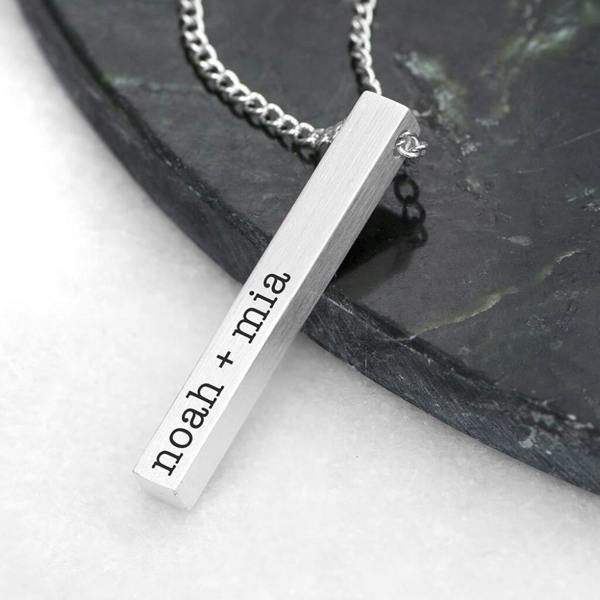 Personalised Men's Solid Bar Necklace - alternative angle