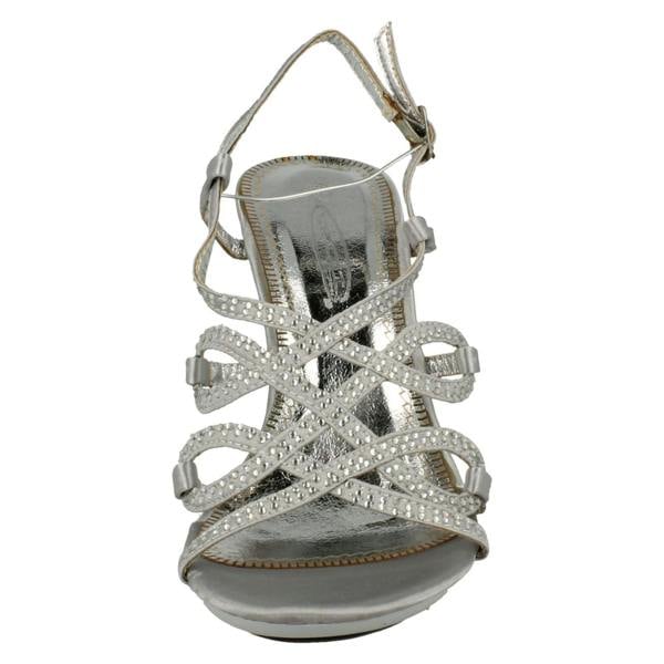 Spot On Ladies Spot On High Heel Diamante X Strap Sandals F1749