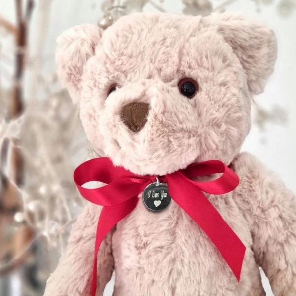 Personalised I Love You Teddy Bear & Engraved Charm