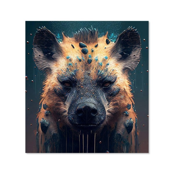 Warren Reed - Designer Hyena Face Splashart Dark Background Kitchen Splashback