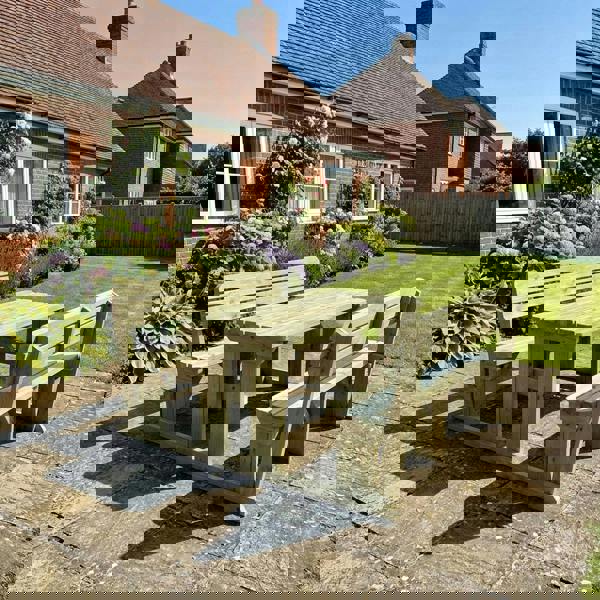 Arbor Garden Solutions Rounded Alders Picnic Table Benches Set With Backrest