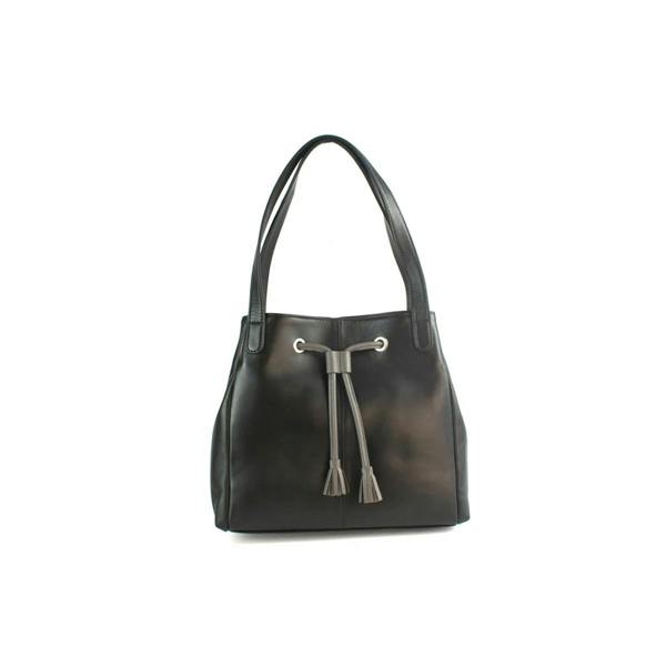 Eastern Counties Leather Keziah Leather Handbag - Black/Dark Grey - 