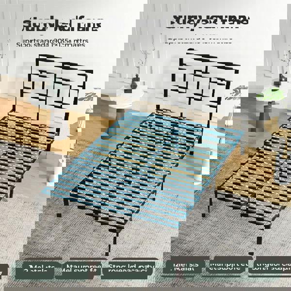 Levede Double Bed Frame Metal Platform with Headboard Heavy Duty 4FT6 Black