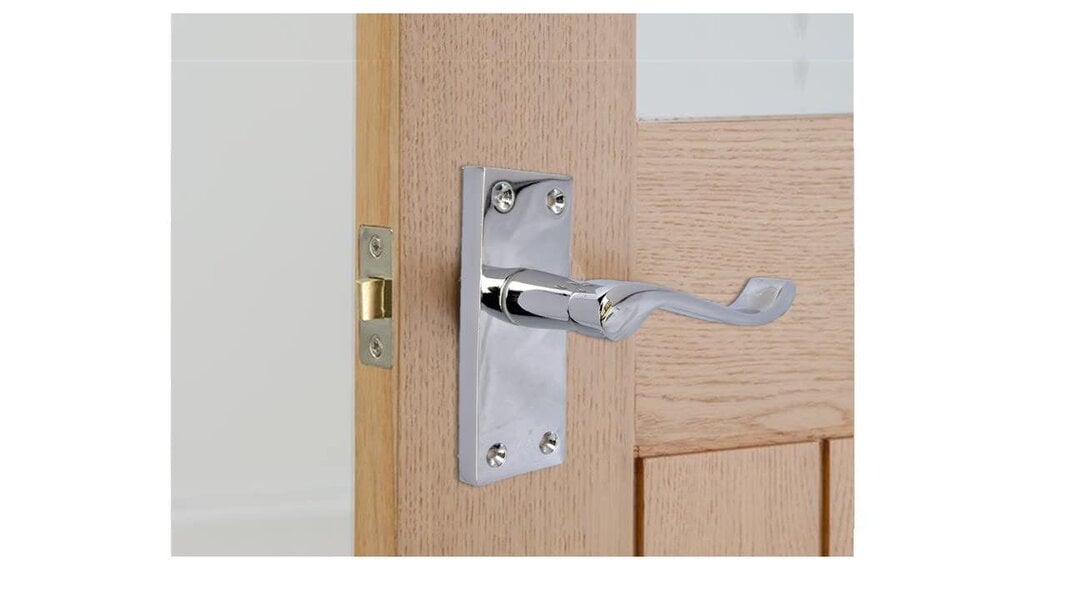 EDH Door Hardware Haven Heritage 7 Sets of Victorian Scroll Latch Door Handles Polished Chrome Hinges & Latches Pack Sets 118MM X 40MM