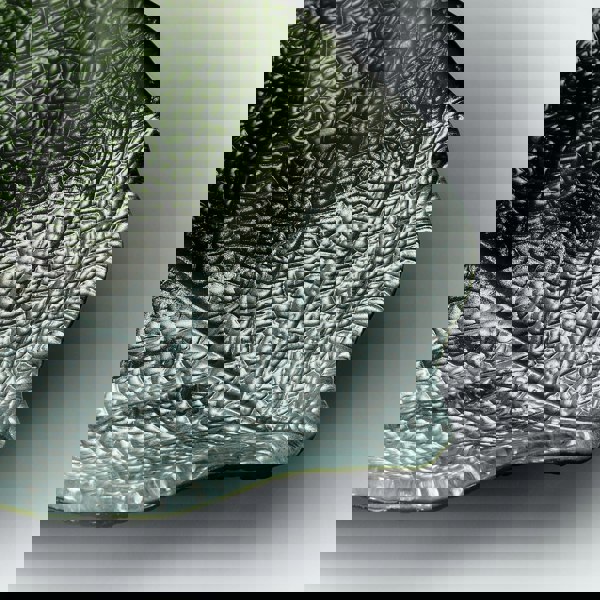 Glass Plate - Leaf Design - Green & Silver