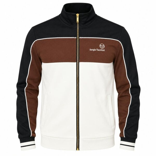 Sergio Tacchini Spiga Track Top Jacket Black/Potting Soil/Gardenia