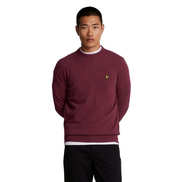 Lyle & Scott Mens Lambswool Blend Crew Neck Long-Sleeved Jumper - Burgundy