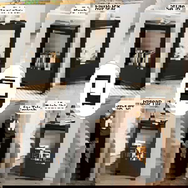 Levede Narrow Side Table Slim End Table Sofa Accent Table Magazine Storage Shelf