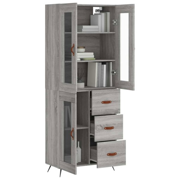 Berkfield Highboard Grey Sonoma 69.5x34x180 cm Engineered Wood